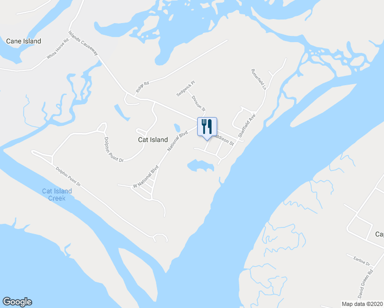 map of restaurants, bars, coffee shops, grocery stores, and more near 19 Sheridan Road in Beaufort
