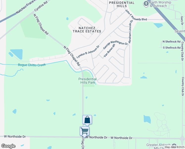 map of restaurants, bars, coffee shops, grocery stores, and more near 6328 Abraham Lincoln Drive in Jackson