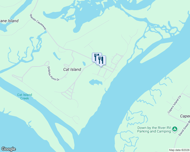 map of restaurants, bars, coffee shops, grocery stores, and more near 19 Sheridan Road in Beaufort