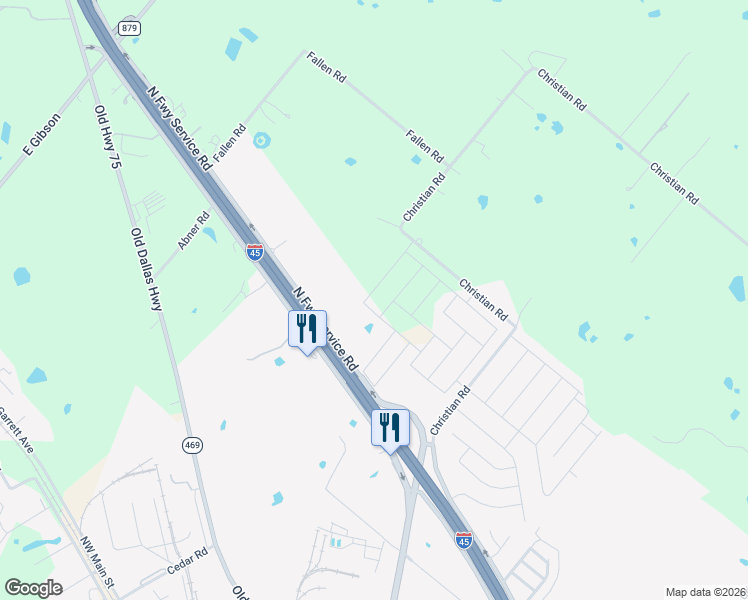 map of restaurants, bars, coffee shops, grocery stores, and more near 3700 Interstate 45 in Ennis