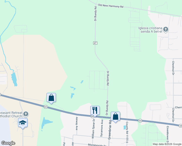 map of restaurants, bars, coffee shops, grocery stores, and more near 3051 County Road 47 in Tyler