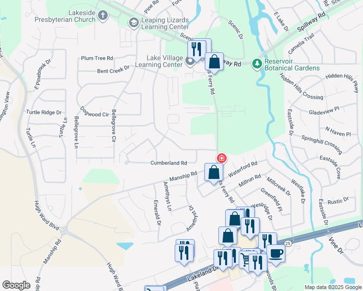 map of restaurants, bars, coffee shops, grocery stores, and more near 411 Shenandoah Road North in Brandon