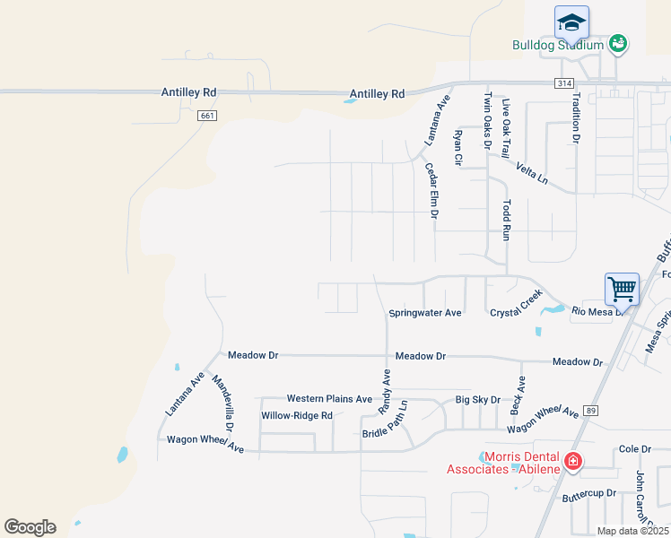 map of restaurants, bars, coffee shops, grocery stores, and more near 5402 Rio Mesa Drive in Abilene