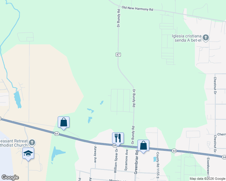 map of restaurants, bars, coffee shops, grocery stores, and more near 3051 County Road 47 in Tyler