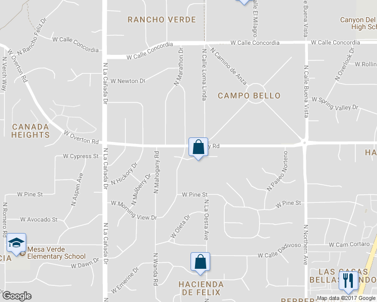 map of restaurants, bars, coffee shops, grocery stores, and more near 1036 West Plaza Camillia in Tucson