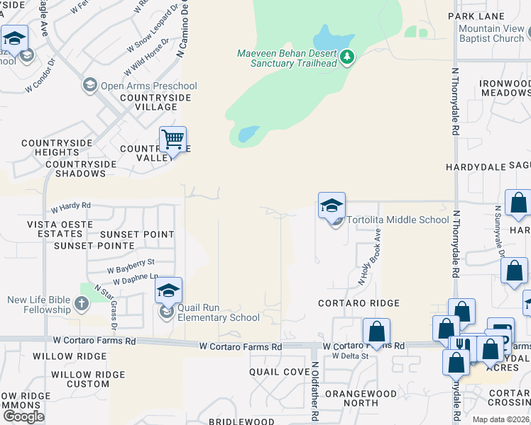 map of restaurants, bars, coffee shops, grocery stores, and more near 8751 North Burke Drive in Tucson