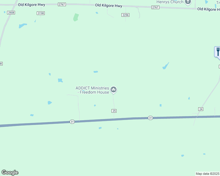 map of restaurants, bars, coffee shops, grocery stores, and more near 190 County Road 25 in Tyler