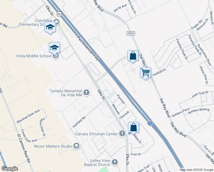 map of restaurants, bars, coffee shops, grocery stores, and more near 4305 Paseo Del Oro in Las Cruces