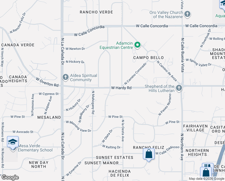 map of restaurants, bars, coffee shops, grocery stores, and more near 1036 West Plaza Camillia in Tucson