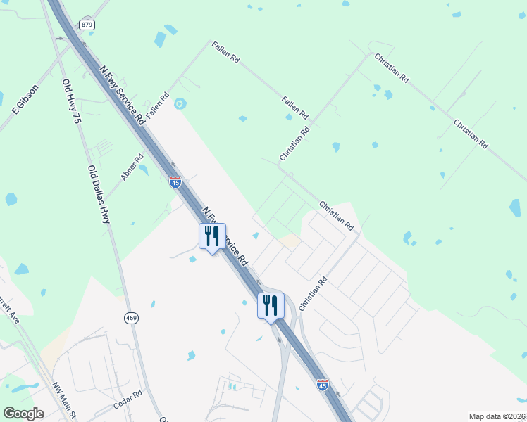 map of restaurants, bars, coffee shops, grocery stores, and more near 3700 Interstate 45 in Ennis