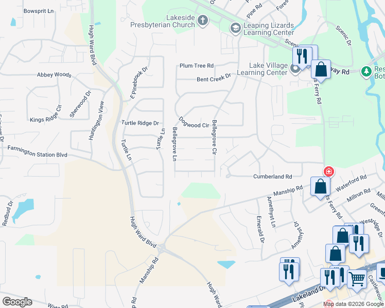 map of restaurants, bars, coffee shops, grocery stores, and more near 111 Wildwood Lane in Brandon