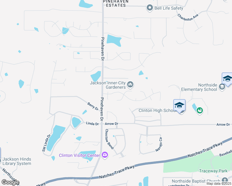 map of restaurants, bars, coffee shops, grocery stores, and more near 104 Brook Glade in Clinton