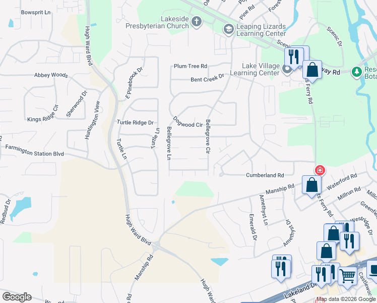 map of restaurants, bars, coffee shops, grocery stores, and more near 107 Wildwood Court in Brandon