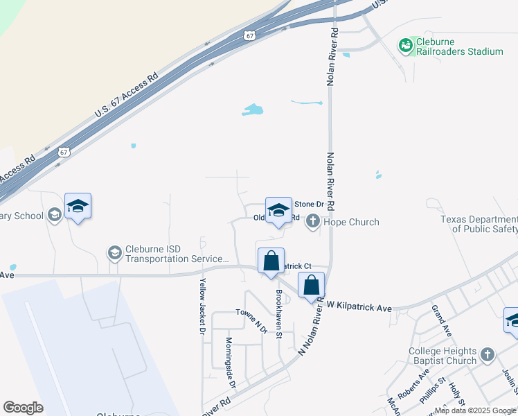 map of restaurants, bars, coffee shops, grocery stores, and more near 1507 Smooth Stone Drive in Cleburne