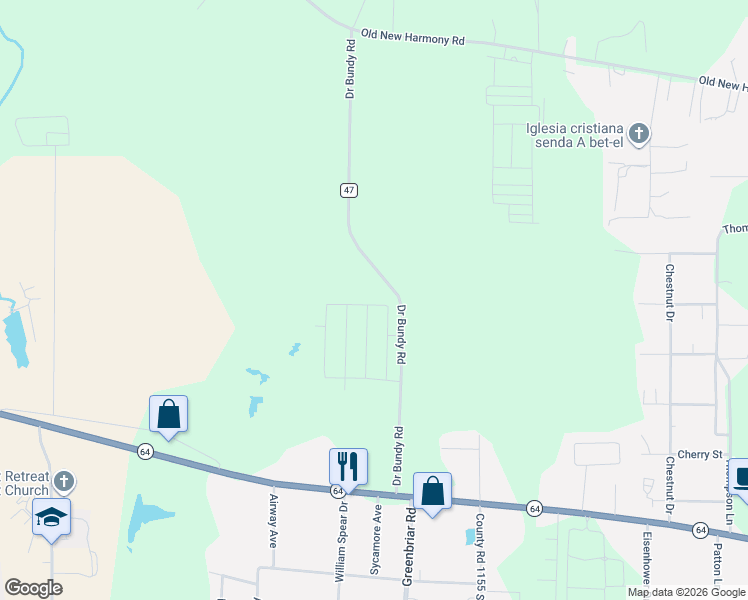 map of restaurants, bars, coffee shops, grocery stores, and more near Doctor Bundy Road in Tyler