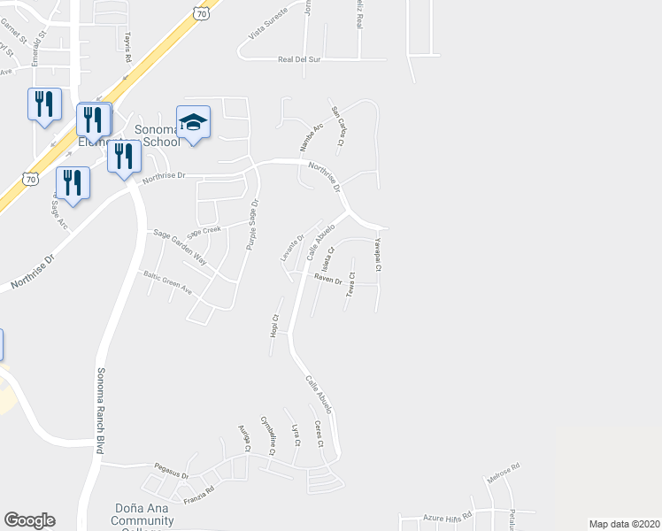 map of restaurants, bars, coffee shops, grocery stores, and more near 4356 Isleta Court in Las Cruces