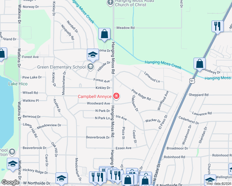 map of restaurants, bars, coffee shops, grocery stores, and more near 506 Kirkley Dr in Jackson