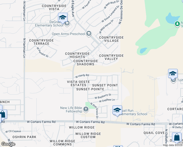 map of restaurants, bars, coffee shops, grocery stores, and more near 4884 West Hardy Road in Tucson