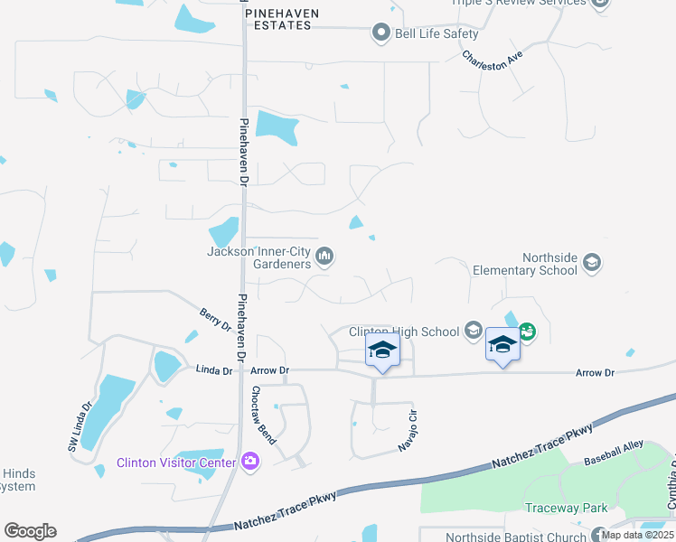 map of restaurants, bars, coffee shops, grocery stores, and more near 110 Hunters Pointe Court in Clinton
