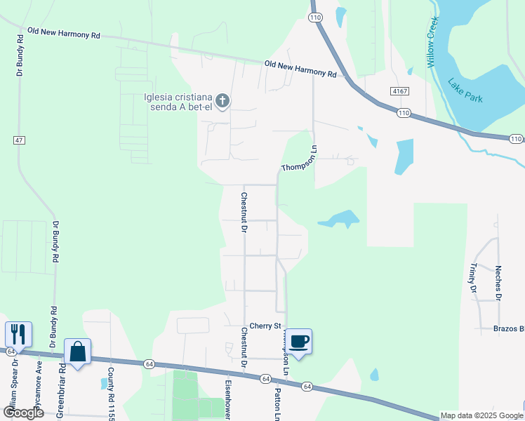map of restaurants, bars, coffee shops, grocery stores, and more near 11851 Woodlark Street in Tyler
