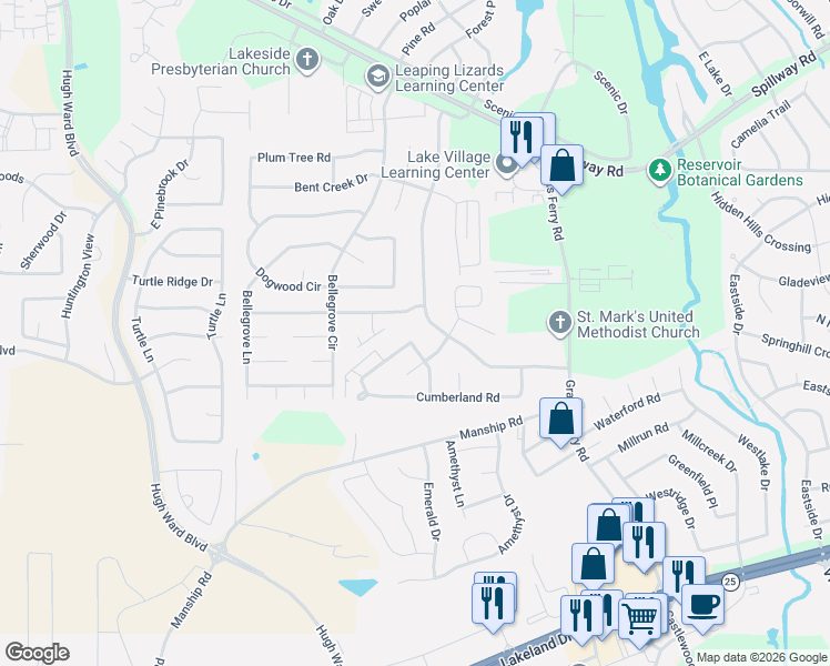 map of restaurants, bars, coffee shops, grocery stores, and more near 300 Shenandoah Road North in Brandon