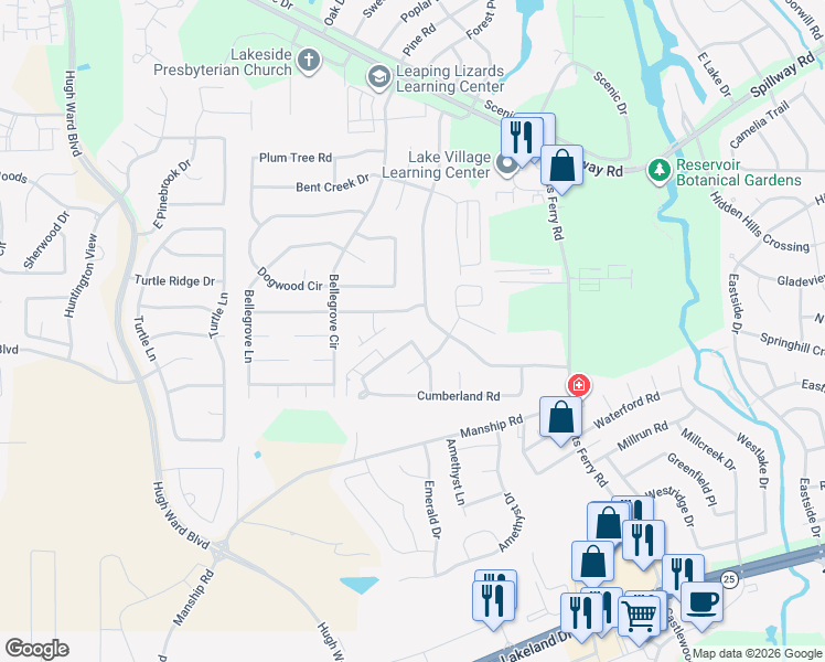 map of restaurants, bars, coffee shops, grocery stores, and more near 300 Shenandoah Road North in Brandon