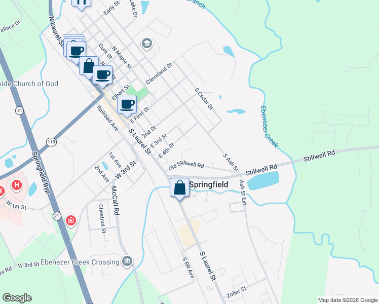 map of restaurants, bars, coffee shops, grocery stores, and more near 110 Mary Street in Springfield