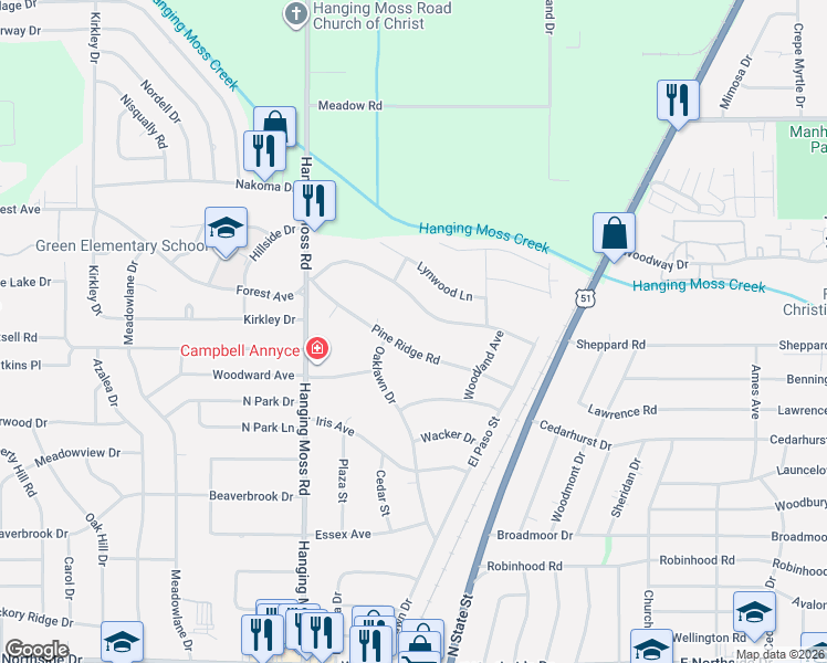 map of restaurants, bars, coffee shops, grocery stores, and more near 389 Forest Avenue in Jackson