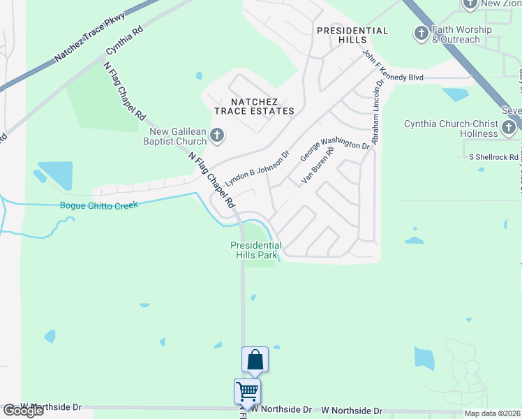 map of restaurants, bars, coffee shops, grocery stores, and more near 3659 James Monroe Drive in Jackson