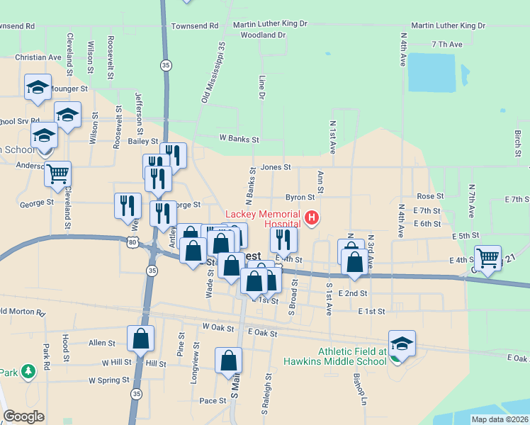 map of restaurants, bars, coffee shops, grocery stores, and more near 290 North Banks Street in Forest
