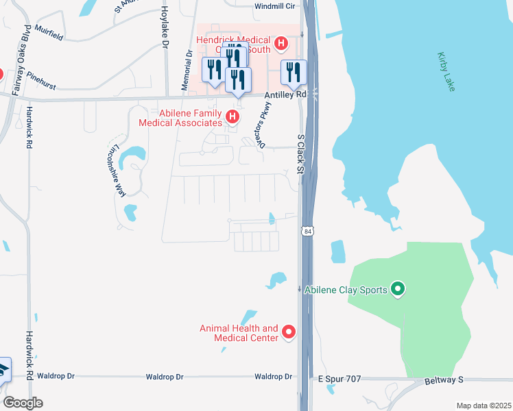 map of restaurants, bars, coffee shops, grocery stores, and more near 6742 Goodnight Loving Trail in Abilene