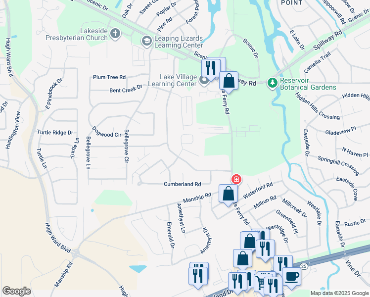 map of restaurants, bars, coffee shops, grocery stores, and more near 302 North Grove Circle in Brandon