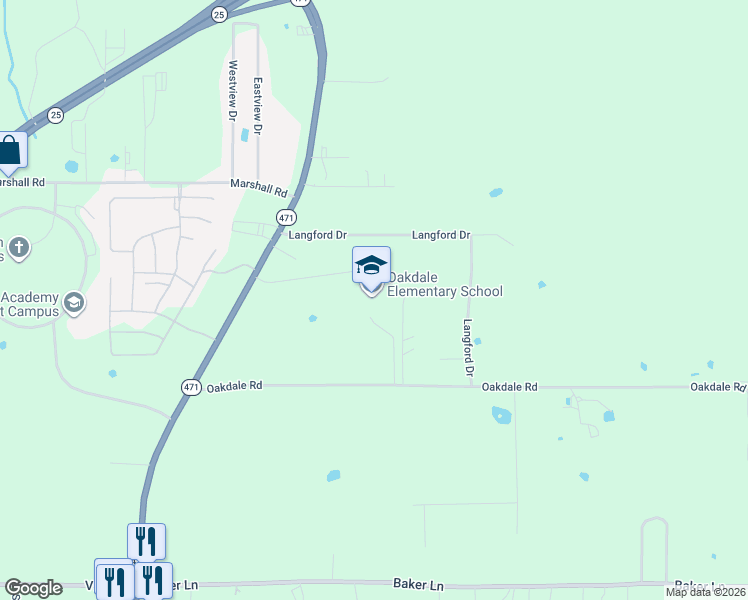 map of restaurants, bars, coffee shops, grocery stores, and more near 171 Oakdale Road in Brandon