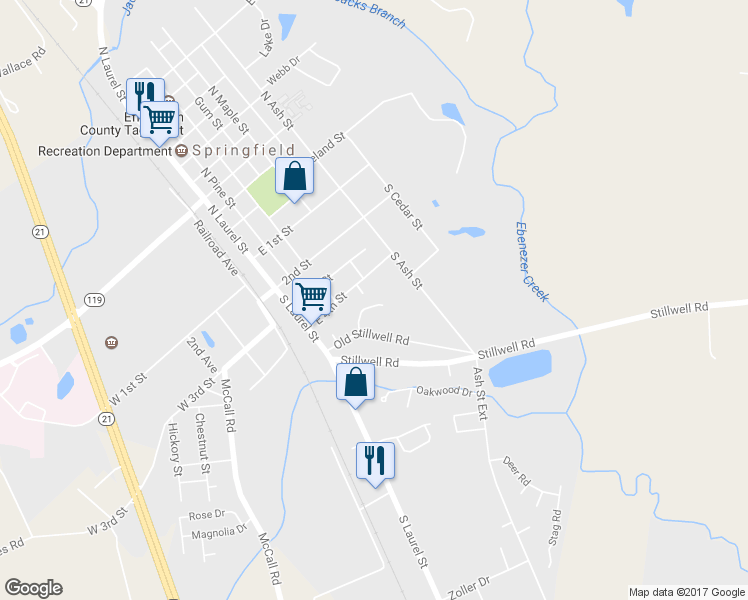 map of restaurants, bars, coffee shops, grocery stores, and more near 110 Mary Street in Springfield