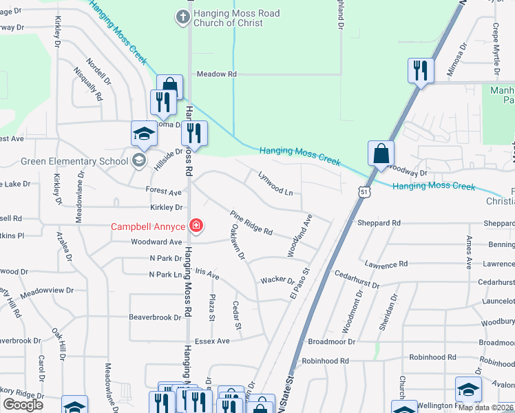 map of restaurants, bars, coffee shops, grocery stores, and more near 389 Forest Avenue in Jackson