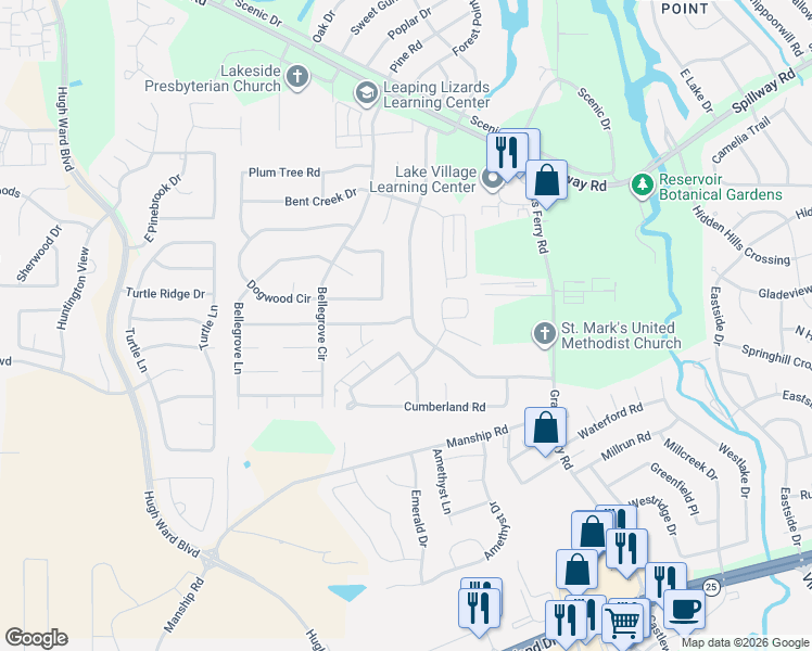 map of restaurants, bars, coffee shops, grocery stores, and more near 300 Shenandoah Road North in Brandon