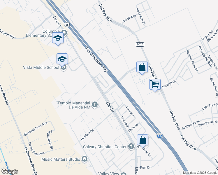 map of restaurants, bars, coffee shops, grocery stores, and more near 4337 Paseo Del Oro in Las Cruces