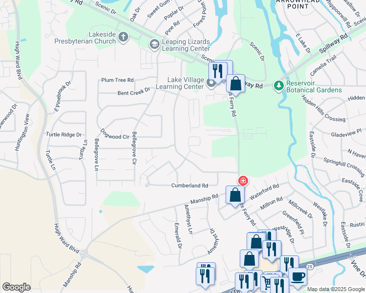 map of restaurants, bars, coffee shops, grocery stores, and more near 352 North Grove Circle in Brandon