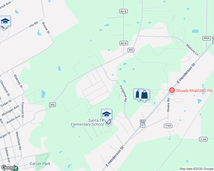 map of restaurants, bars, coffee shops, grocery stores, and more near 401 Fergason Road in Cleburne