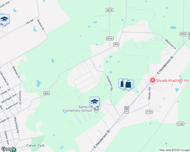 map of restaurants, bars, coffee shops, grocery stores, and more near 401 Fergason Road in Cleburne