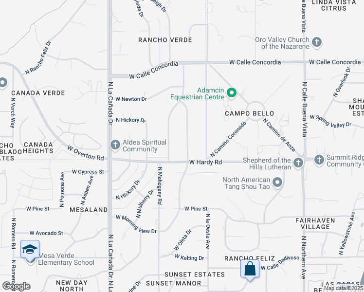 map of restaurants, bars, coffee shops, grocery stores, and more near 8805 North Morning View Drive in Tucson