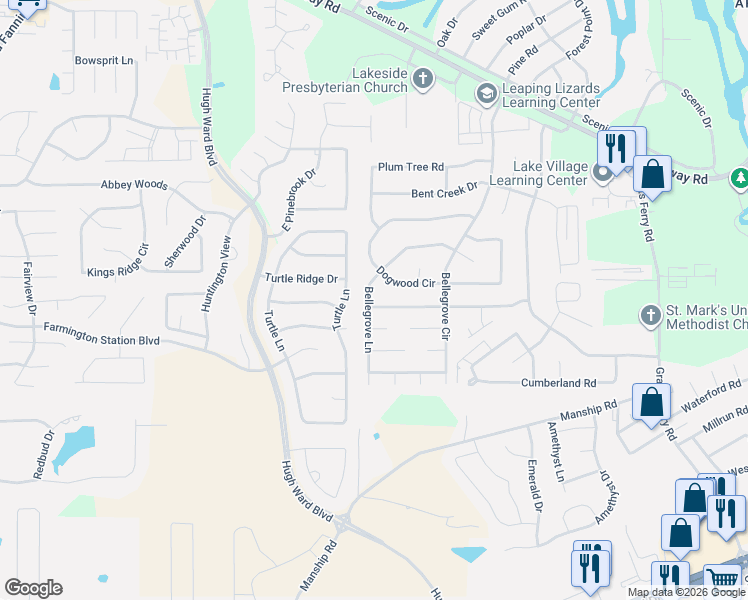 map of restaurants, bars, coffee shops, grocery stores, and more near 102 Brandy Run Road in Brandon