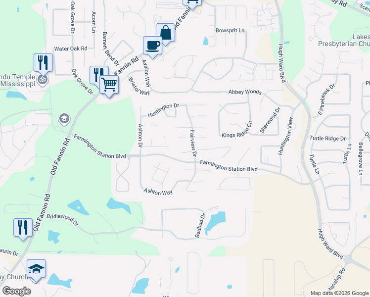 map of restaurants, bars, coffee shops, grocery stores, and more near 301 Springhill Point in Brandon