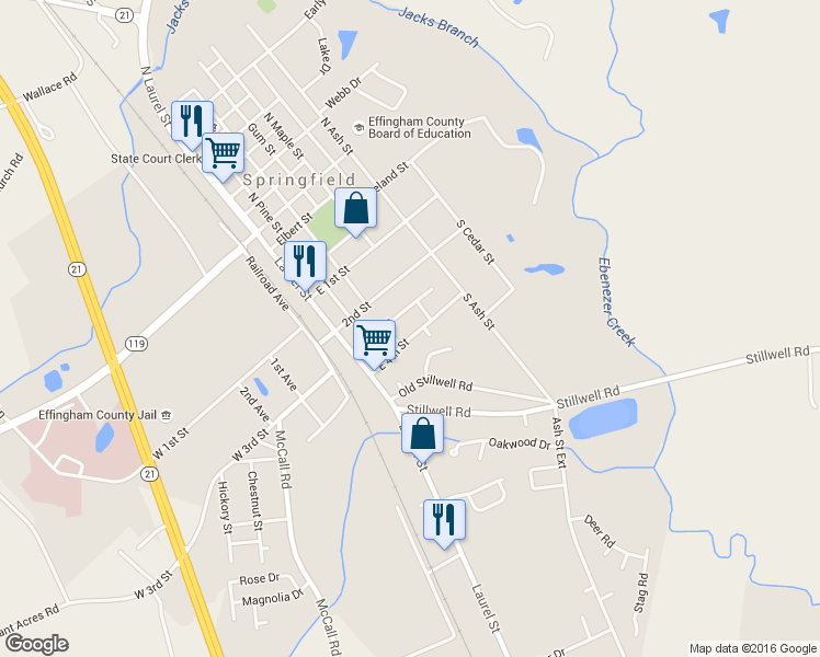 map of restaurants, bars, coffee shops, grocery stores, and more near 304 East 4th Street in Springfield