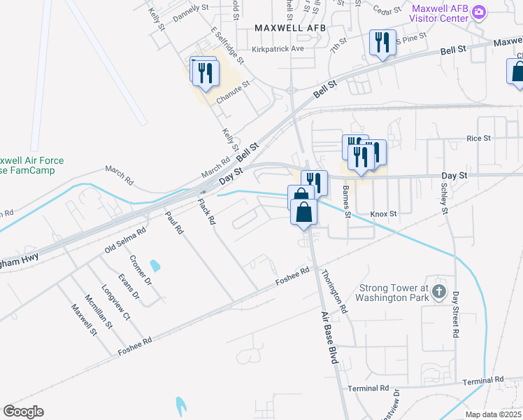 map of restaurants, bars, coffee shops, grocery stores, and more near 28 Halstead Drive in Montgomery