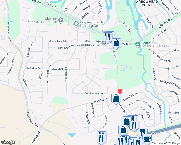 map of restaurants, bars, coffee shops, grocery stores, and more near 348 Northgrove Circle in Brandon