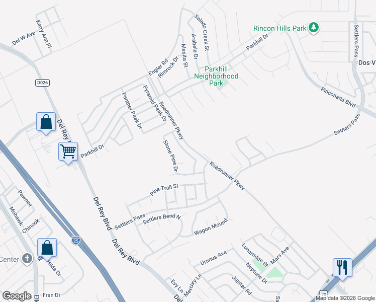 map of restaurants, bars, coffee shops, grocery stores, and more near 2151 Foxtail Pine Drive in Las Cruces