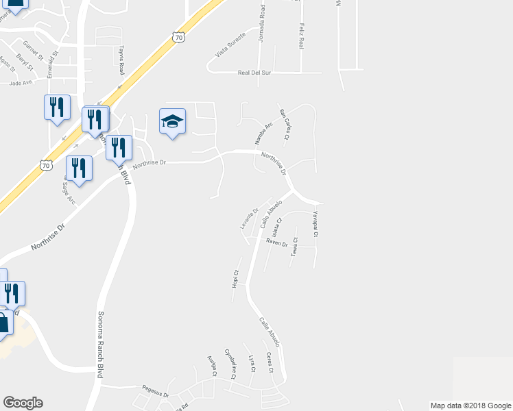 map of restaurants, bars, coffee shops, grocery stores, and more near 4417 Levante Drive in Las Cruces