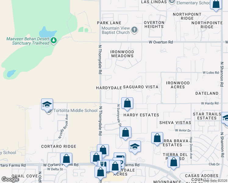 map of restaurants, bars, coffee shops, grocery stores, and more near 8810 North Sky Dancer Circle in Tucson