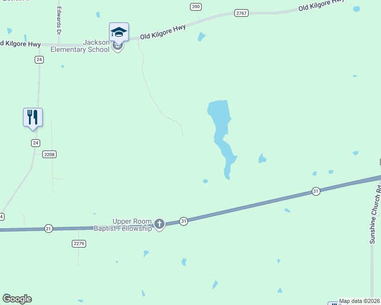 map of restaurants, bars, coffee shops, grocery stores, and more near 2673 Primera Road in Tyler